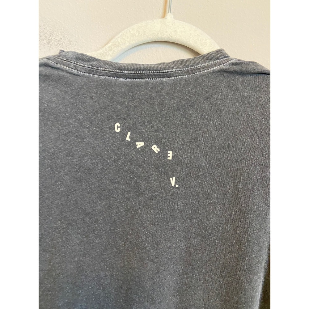 Clare V  Le Rock n Roll Graphic Tee Gray Cotton Linen  Small - Picture 7 of 7